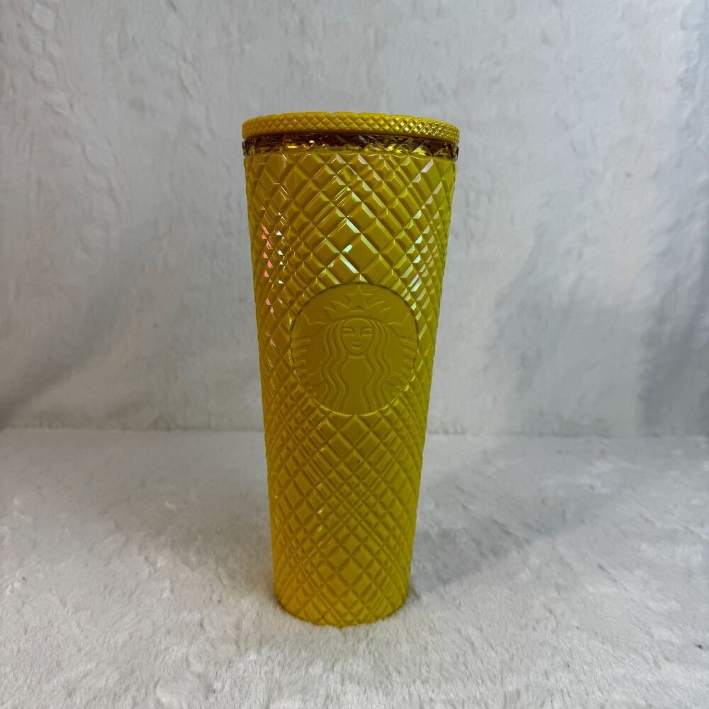 STARBUCKS 2025 Mother's Day Spring Yellow Iridescent Tumbler 24 oz No straw